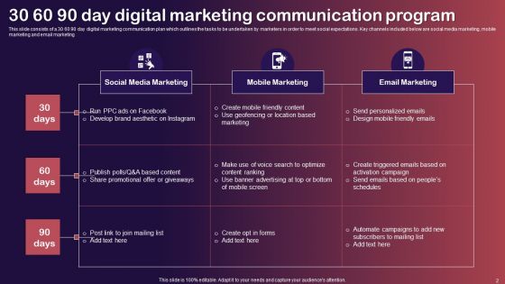 30 60 90 Day Communication Program Ppt PowerPoint Presentation Complete Deck With Slides