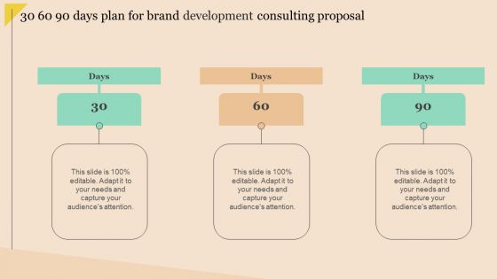 30 60 90 Days Plan For Brand Development Consulting Proposal Ppt PowerPoint Presentation File Visual Aids PDF