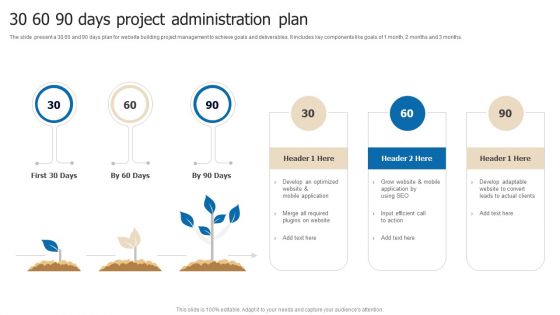 30 60 90 Days Project Administration Plan Themes PDF