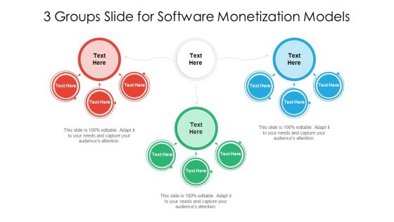 3 Groups Slide For Software Monetization Models Ppt PowerPoint Presentation File Grid PDF
