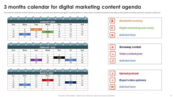 3 Months Content Agenda Ppt PowerPoint Presentation Complete With Slides
