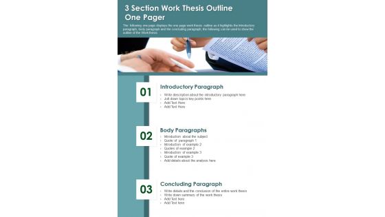 3 Section Work Thesis Outline One Pager PDF Document PPT Template 3 Section Work Thesis Outline One Pager PDF Document PPT Template