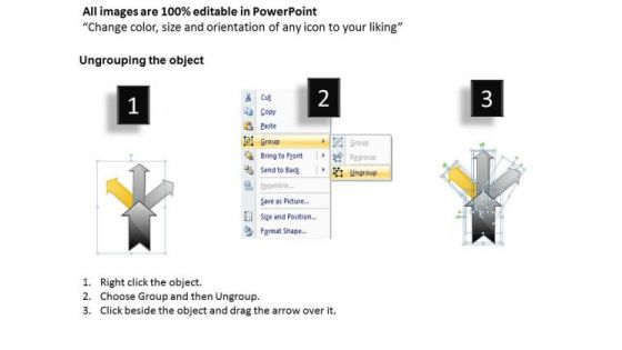 3 Diverging Arrows Depicting Concepts Business Circular Network PowerPoint Slides