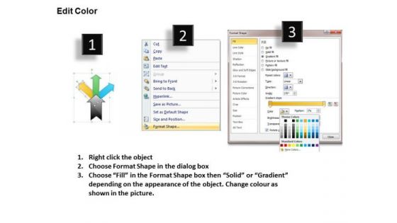 3 Diverging Arrows Depicting Concepts Chart Software PowerPoint Templates