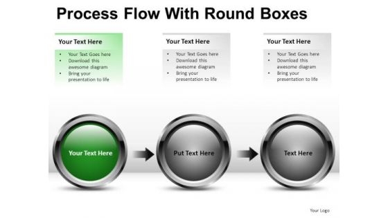 3 Stage Process Flow With Round Boxes PowerPoint Slides And Ppt Diagram Templates
