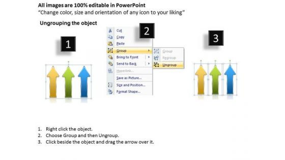 3 Stages Parallel Process Vertical Arrows Online Business Plan Software PowerPoint Templates