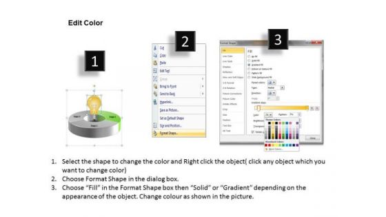3 Stages Pie Chart Innovation Process Business Plans For PowerPoint Slides