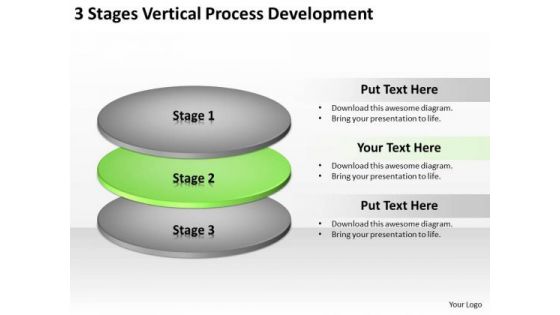 3 Stages Vertical Process Development Business Succession Planning PowerPoint Templates