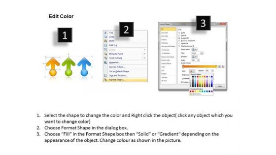 3 Steps Colorful Arrows Parallel Process Business Plan Example Free PowerPoint Slides