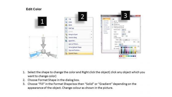 3 Steps Converging Arrow Process Layout Circular Diagram PowerPoint Templates