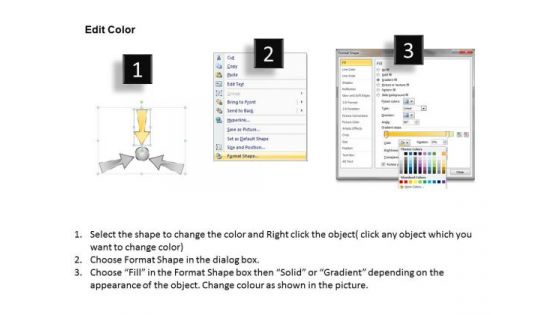 3 Steps Converging Arrow Process Layout Cycle Flow Diagram PowerPoint Template