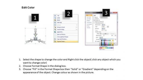 3 Steps Converging Arrow Process Layout Cycle Flow Diagram PowerPoint Templates