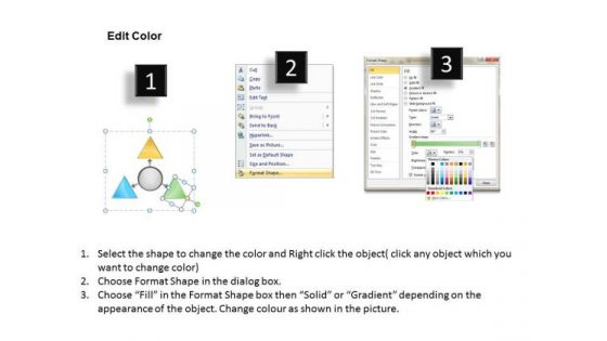 3 Triangle Concepts Arranged In Circular Manner Cycle Diagram PowerPoint Templates
