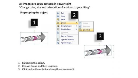 3d Angled Arrow Describing 5 Stages System Flow Charts PowerPoint Templates