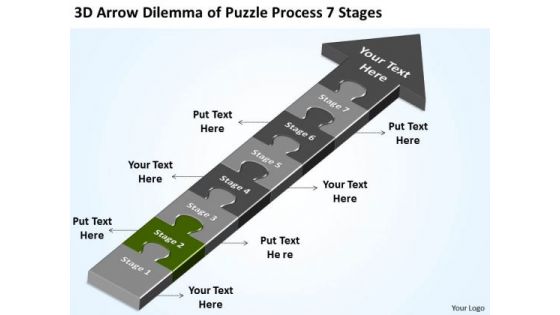 3d Arrow Dilemma Of Puzzle Process 7 Stages Free Business Plan Online PowerPoint Slides