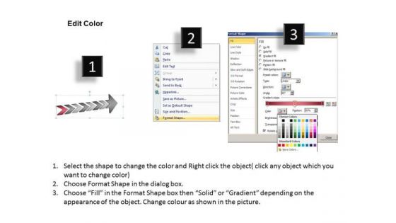 3d Arrow Oriented Illustrating 7 Stages Customer Tech Support PowerPoint Templates