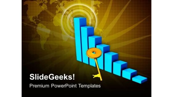 3d Bar Graph Rising With Golden Key PowerPoint Templates Ppt Backgrounds For Slides 0413