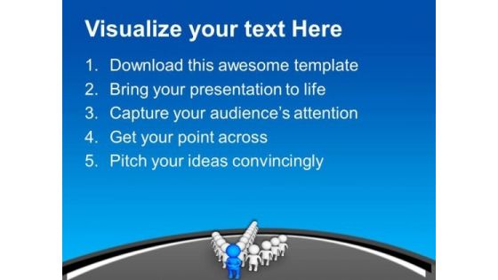 3d Blue Team Leader Leading His Team PowerPoint Templates Ppt Backgrounds For Slides 0213