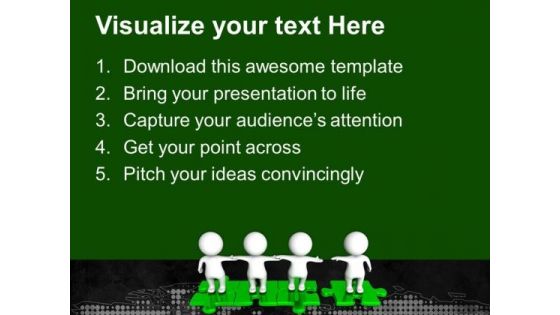 3d Business People On Puzzle Pieces Teamwork PowerPoint Templates And PowerPoint Themes 0912