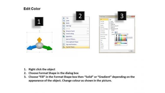 3d Circular Arrows Diverging Process Steps Flow Network PowerPoint Templates