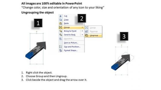 3d Complicating Arrows Stages Description Business Plan Project PowerPoint Templates