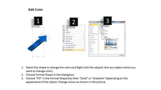 3d Complicating Arrows Stages Description Slides Flow Charts PowerPoint Templates