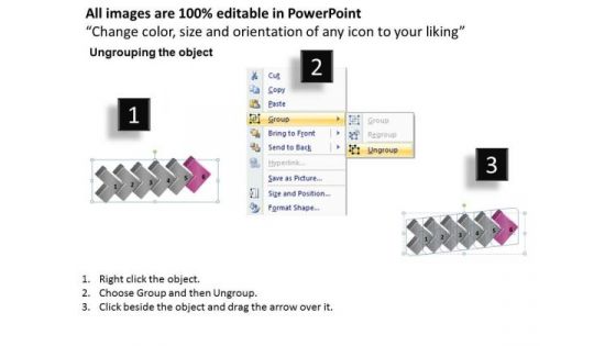 3d Continuous Illustration 6 Stages Business Flowcharting PowerPoint Free Slides