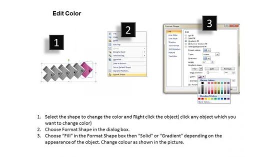 3d Continuous Illustration 6 Stages Business Flowcharting PowerPoint Free Slides