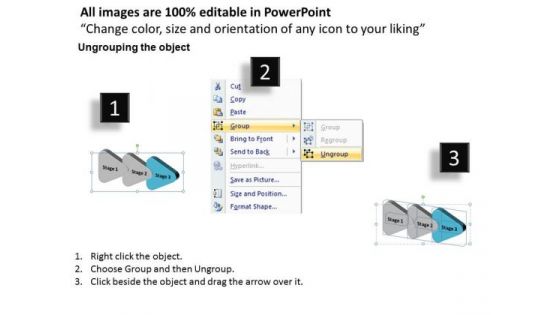 3d Correlated Description Navigation Arrow Stages Freeware Flowchart Slides PowerPoint Templates