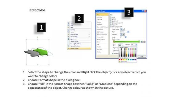 3d Curved Arrows Linearly Placed Creating Flowcharts Visio PowerPoint Slides