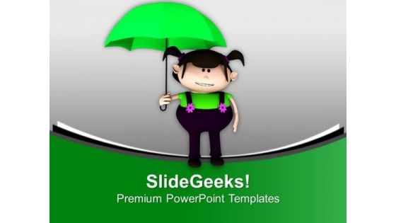 3d Cute Girl With Umbrella PowerPoint Templates Ppt Backgrounds For Slides 0613