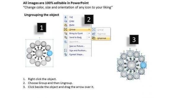 3d Diverging 11 Stages Of Single Process Circular Flow Arrow Chart PowerPoint Slides