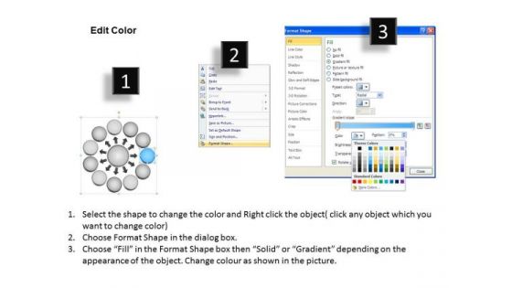 3d Diverging 11 Stages Of Single Process Circular Flow Arrow Chart PowerPoint Slides