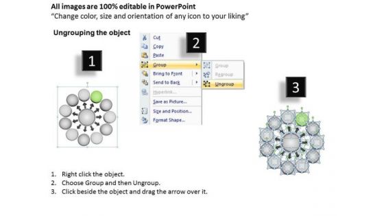 3d Diverging 11 Stages Of Single Process Pie Diagram PowerPoint Templates