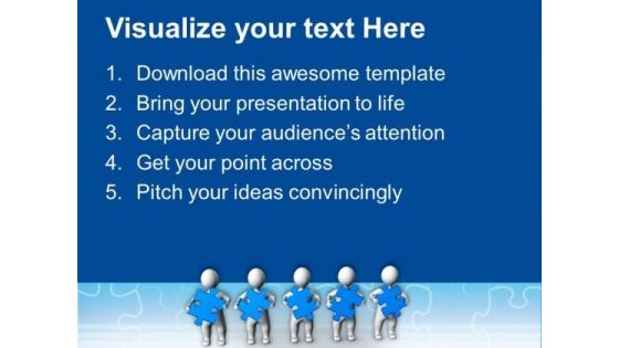 3d Folks With Blue Puzzle Teamwork PowerPoint Templates And PowerPoint Themes 1012