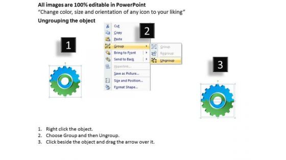 3d Gears Chart Business Stages Online Plan PowerPoint Slides