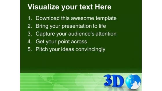 3d Globe On Green Background PowerPoint Templates Ppt Backgrounds For Slides 0313