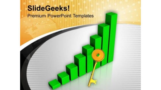 3d Graph Rising With Golden Key Business PowerPoint Templates Ppt Backgrounds For Slides 0613