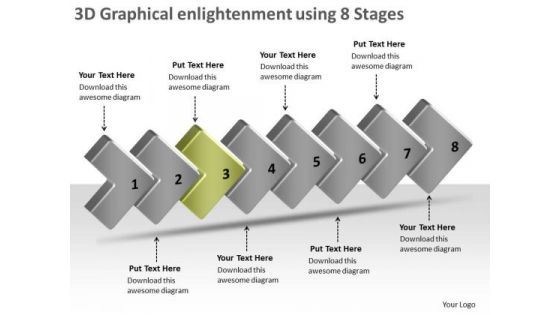 3d Graphical Enlightenment Using 8 Stages Ppt Online Flowchart PowerPoint Slides