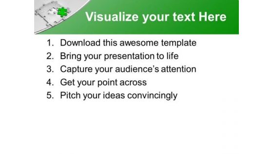 3d Green Jigsaw Puzzle Piece PowerPoint Templates Ppt Backgrounds For Slides 0413