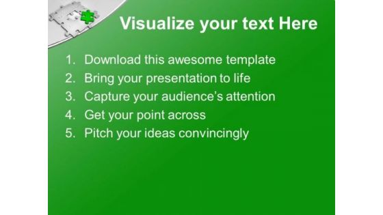 3d Green Jigsaw Puzzle Piece PowerPoint Templates Ppt Backgrounds For Slides 0413