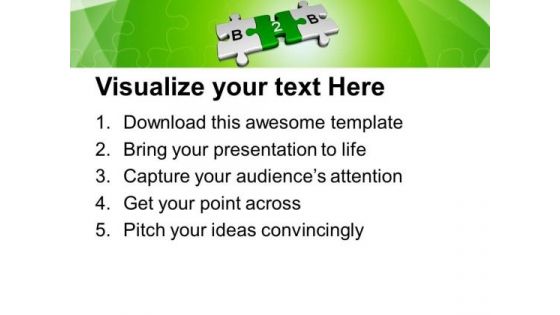 3d Green Jigsaw Puzzle Pieces With B2b PowerPoint Templates And PowerPoint Themes 1012