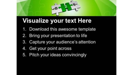 3d Green Jigsaw Puzzle Pieces With B2b PowerPoint Templates And PowerPoint Themes 1012
