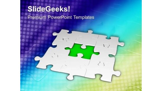 3d Green Missing Jigsaw Puzzle Business PowerPoint Templates Ppt Backgrounds For Slides 0413