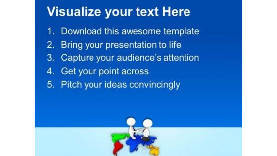 3d Handshake On World Map PowerPoint Templates Ppt Backgrounds For Slides 0713