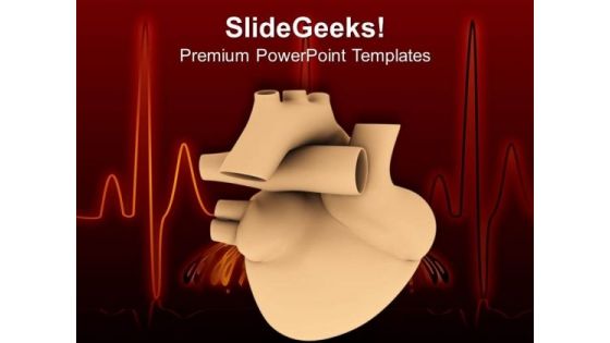 3d Heart With Ecg Health Theme PowerPoint Templates Ppt Backgrounds For Slides 0413