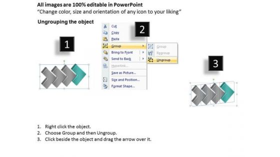 3d Horizontal Flow 4 Stages Visio Flowchart Templates PowerPoint