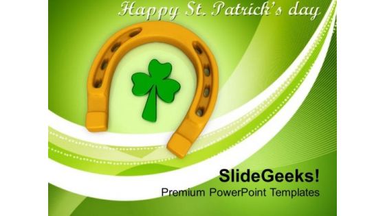 3d Horse Shoes And Clover Leaf Lucky Symbol PowerPoint Templates Ppt Backgrounds For Slides 0313