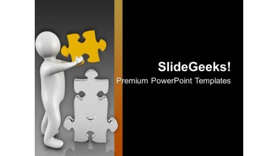 3d Human Characte Assembling Puzzle Pieces PowerPoint Templates Ppt Backgrounds For Slides 0713