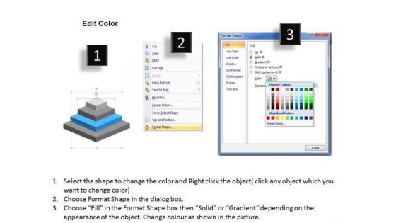 3d Illustration Of Stacked Process 4 Stages Business Plan PowerPoint Slides